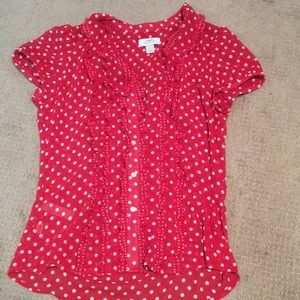 Red & white button down shirt